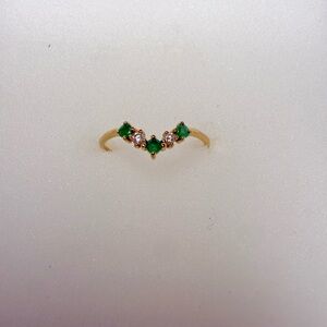 Mejuri Emerald and Diamond Wishbone Ring